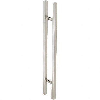 CRL Brushed Stainless Glass Mounted Square Ladder Style Pull Handle with Round Mounting Posts - 48" Overall Length - 48SQRLPBS