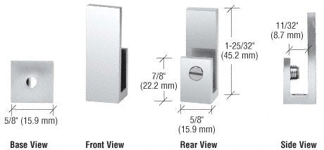 CRL Chrome "J" Set Screw Clamp for 1/4" to 5/16" Glass - EH42