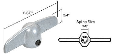 CRL Aluminum T-Crank Casement Operator Handles 3/8" Spline, 2-3/8" Length - H3537