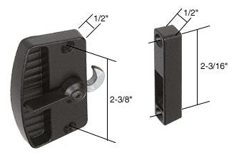 Black Sliding Screen Door Latch and Pull 2-3/8" Screw Holes - A155