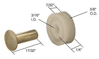 CRL 5/8" Nylon Sliding Window Replacement Roller with Axle Pin for Air Control Windows - G3018