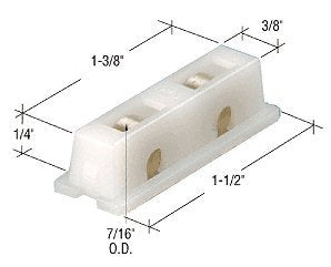 CRL 7/16" Flat Edge Tandem Brass Window Roller Assembly With 3/8" Wide Housing - G3222