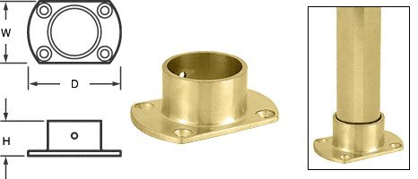 CRL Polished Brass Cut Flange for 2" Tubing - HR20ZPB