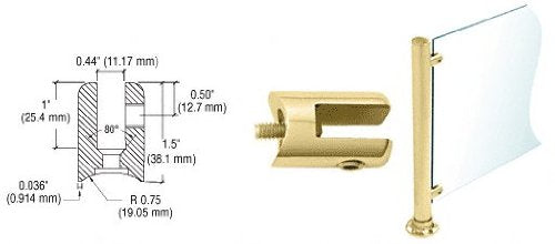 CRL Polished Brass Fixed Glass Fitting for 1-1/2" Tubing - SA60PB