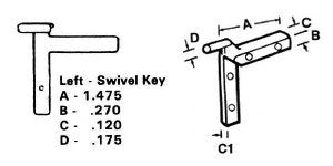 CRL Left Nylon Swivel Key - 1.475" Leg; .120" Width [20 pack] - 3462219