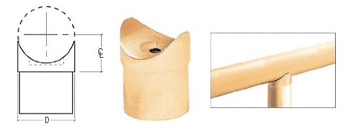 CRL Polished Brass Coped Perpendicular Collar for 2" Tubing - HR20CCPB