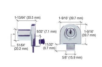 CRL Chrome Single Glass Door Lock Keyed Alike - EH206KA