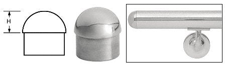 CRL Polished Stainless Dome End Caps for 2" Diameter Tubing - HR20DPS
