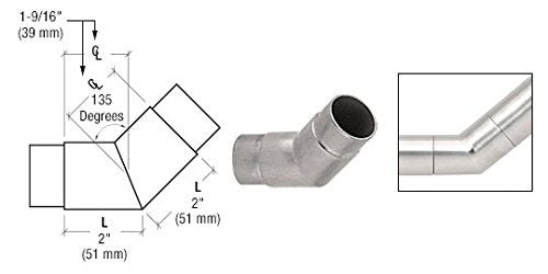 CRL Brushed Stainless 135 Degree Flush Angle for 2" Tubing - HR20MBS