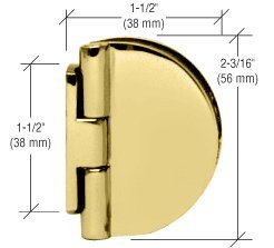 CRL Brass Half Round Light Duty Frameless Shower Door and Cabinet Hinge - EH186