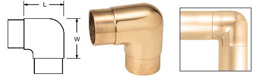 CRL Polished Brass Sharp Radius 90 Degree Corner for 1-1/2" (38.1 mm) Tubing - HR15HPB