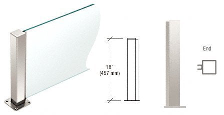 CRL Polished Stainless 18" High 1-1/2" Square PP43 Plaza Series Counter/Partition End Post - PP4318EPS
