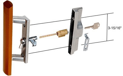 CRL Wood/Aluminum Keyed Internal Lock Sliding Glass Door Handle Set with 3-15/16" Screw Holes for Viking Doors - C1064