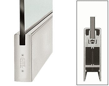 CRL Brushed Stainless 6" Square Door Rail Without Lock for 1/2" Glass - 35-3/4" Length - DR6SBS12S