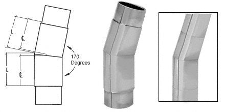 CRL Brushed Stainless Mitered Style 170 Degree Flush Angle - HR15SABS