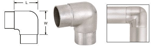 CRL Brushed Stainless Sharp Radius 90 Degree Corner for 1-1/2" (38.1 mm) Tubing - HR15HBS