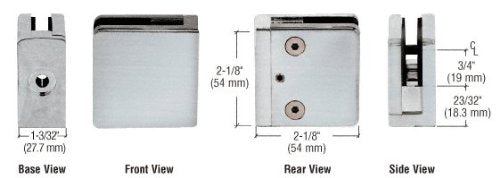 CRL Brushed Stainless Z-Series Square Type Flat Base Stainless Steel Clamp [3/8" Glass] - Z910BS