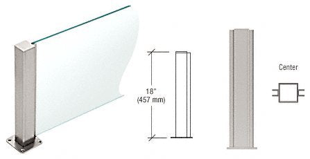 CRL Brushed Stainless 18" High 1-1/2" Square PP43 Plaza Series Counter/Partition Center Post - PP4318CBS