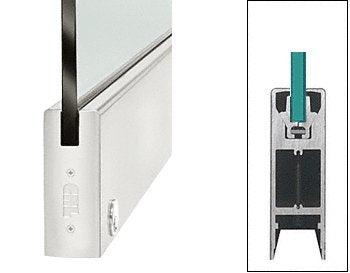 CRL Satin Anodized 6" Square Door Rail With Lock for 1/2" Glass - 35-3/4" Length - DR6SSA12SL