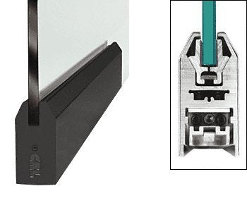 CRL Black 9-1/2" Door Rail Tapered Style for 1/2" Glass Without Lock - DR4TBL12P
