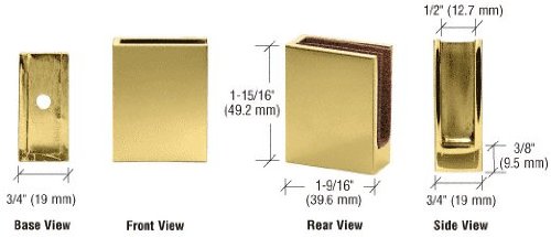 CRL Brass Blank Corner Clamp for 1/4" to 3/8" Glass - EH20