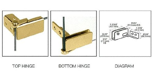 CRL Brass Surface Mount Glass Door Hinges - GDH96BR