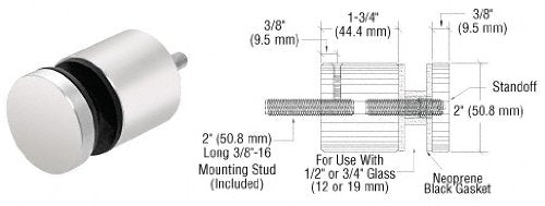 CRL Polished Stainless Glass Rail Standoff Base and Cap - 1-3/4" Projection - RS0B2134PS