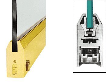 CRL Polished Brass 4" Tapered Door Rail With Lock for 1/2" Glass - 35-3/4" - DR4TPB12SL