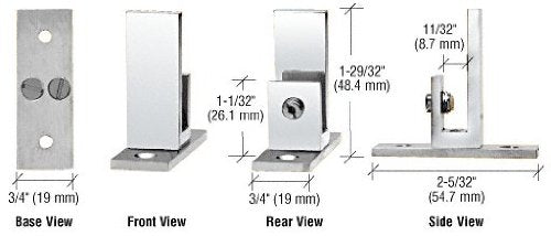 CRL Chrome Long Leg Set Screw Clamp for 1/4" to 5/16" Glass - EH50