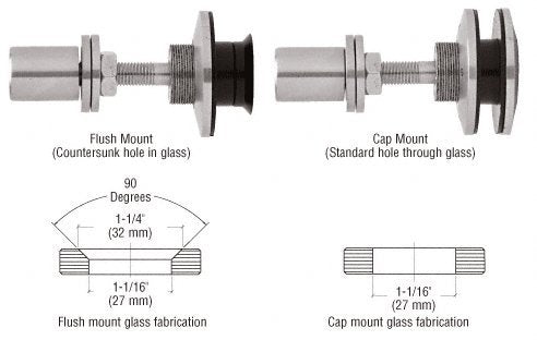 CRL 316 Brushed Stainless Steel Swivel Combination Fastener for 3/8" to 1/2" Tempered Glass - RSF10BS