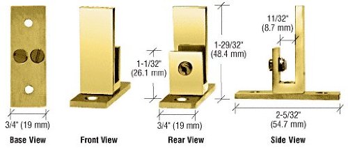 CRL Brass Long Leg Set Screw Clamp for 1/4" to 5/16" Glass - EH52