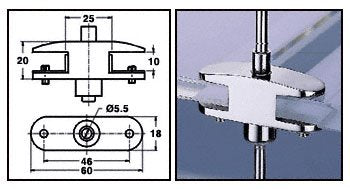 CRL Chrome Plated Two-Way Glass Support for Rod Display System - RD4304CH