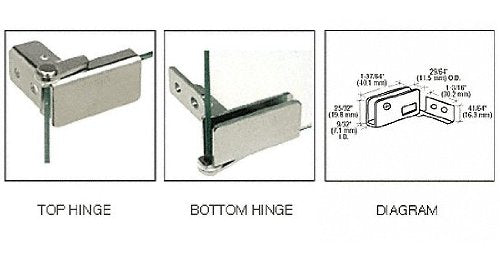 CRL Chrome Surface Mount Glass Door Hinges - GDH96CH
