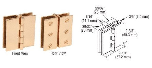 CRL Brass Finish Large Glass-to-Glass Out-Swing Set Screw Hinge - EH194