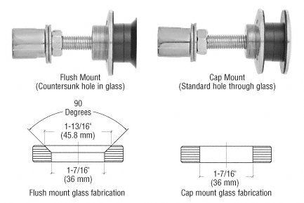 CRL 316 Brushed Stainless Steel Rigid Combination Fastener for 1/2" to 1-1/16" Tempered Glass - HRF14BS