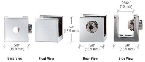 CRL Chrome Small Set Screw Glass Shelf Clamp for 1/4" to 5/16" Glass - EH26