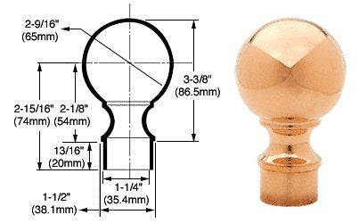 CRL Polished Brass Ball End Cap for 1-1/2" Tubing - SA381BR