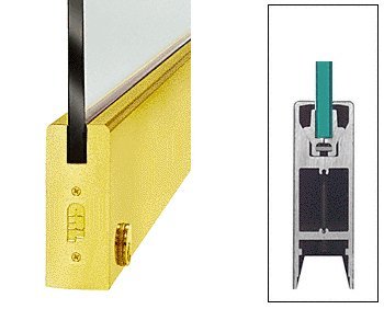 CRL Polished Brass 35-3/4" Single Door Rail 6" Square Style with Lock - DR6SPB12SL