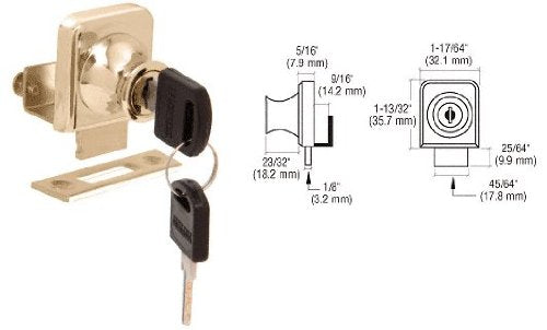 CRL Gold Plated Lock for 3/8" Single Glass Doors - Keyed Alike - LK344KA