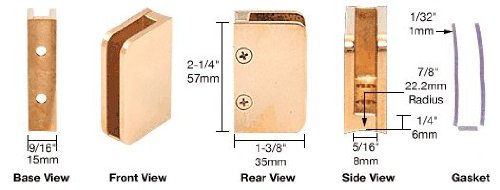 CRL Brass 1/4" Right Hand Closed Bottom Post Glass Clip - SA95BR