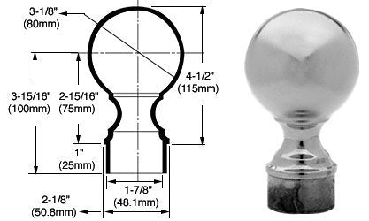 CRL Brushed Stainless Ball End Cap for 2" Tubing - SA508BS