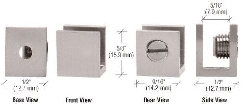 CRL Brushed Nickel Set Screw Glass Shelf Clamp for 3/16" to 1/4" Glass - Package - EH23