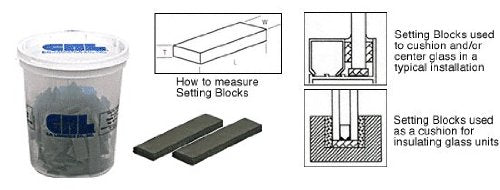 CRL 1/8" x 3/4" x 4" Neoprene Setting Blocks (100 Pack) - SB574