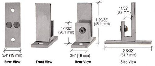 CRL Brushed Nickel Long Leg Set Screw Clamp for 1/4" to 5/16" Glass - EH51