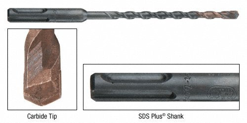 CRL 3/16" x 6-3/8" Thundertwist™ SDS Plus® Shank Masonry Drill Bits - 25020