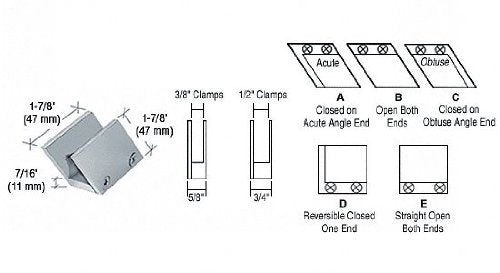 CRL Chrome 1/2" 52 Degree Slant Open Center Clamp Type "B" Stair and Walkway Railing - RH4412CH