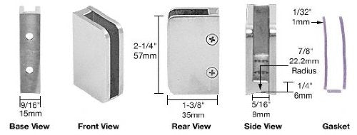 CRL Polished Stainless 1/4" Left Hand Post Glass Clip - SA96PS