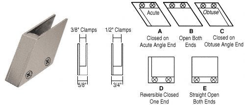 CRL Brushed Nickel 3/8" 52 Degree Slant Acute End Clamp Type "A" Stair and Walkway Railings - RH3338BN