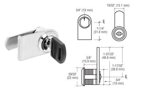CRL LH Chrome Plated Lock for Cabinet Swinging Glass Doors - LK18