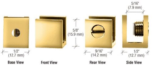 CRL Brass Set Screw Glass Shelf Clamp for 3/16" to 1/4" Glass - EH24